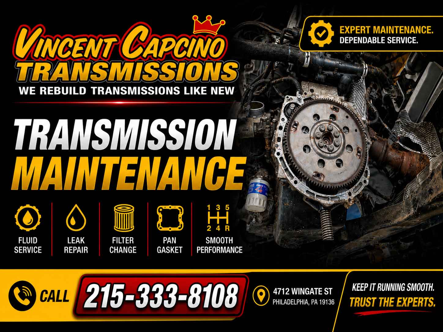 Transmission Rebuild 19136 Philadelphia We Rebuild Transmissions We repair all makes and models of all manual & automatic transmissions but also four-wheel drive transmissions and front wheel drive transmissions